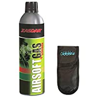 Outletdelocio. Botella Gas + Siliconas de 750 ml para Pistolas de Airsoft Que Funcionan por Gas + Funda Portabalines…